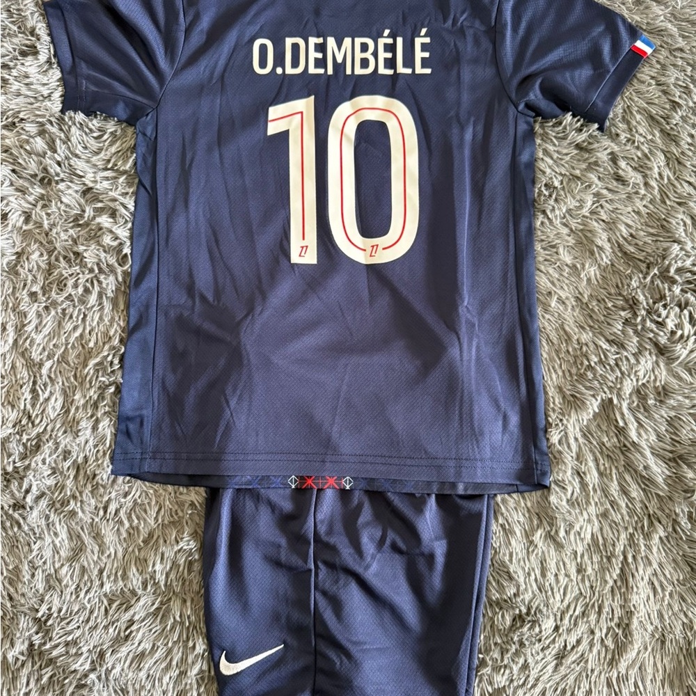 PSG Nike Dark Blue Soccer Kit with Number 10 Dembele for boys and girls